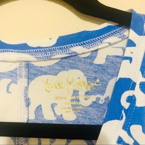 Lilly Pulitzer Christie Sun Blue Elephant shirt Dress womens size XS - Picture 3 of 8